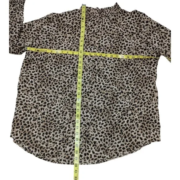 Torrid Women's Leopard Print Long Sleeve Blouse with Smocked Neck & Button Detai - Picture 8 of 12